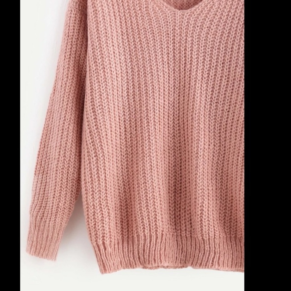 V-neck Knit Ribbed Sweater - Picture 4 of 6